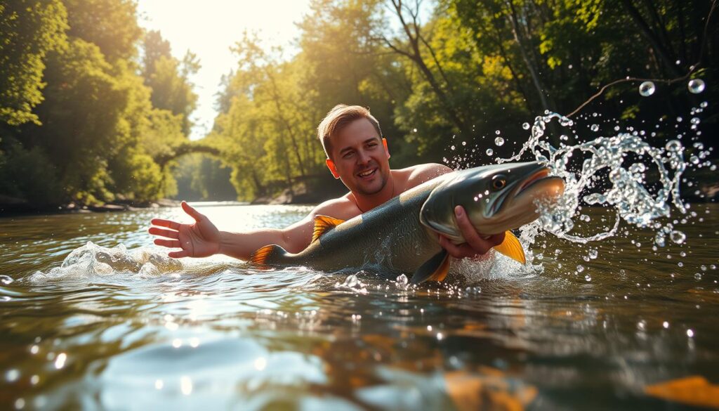 Catfish noodling